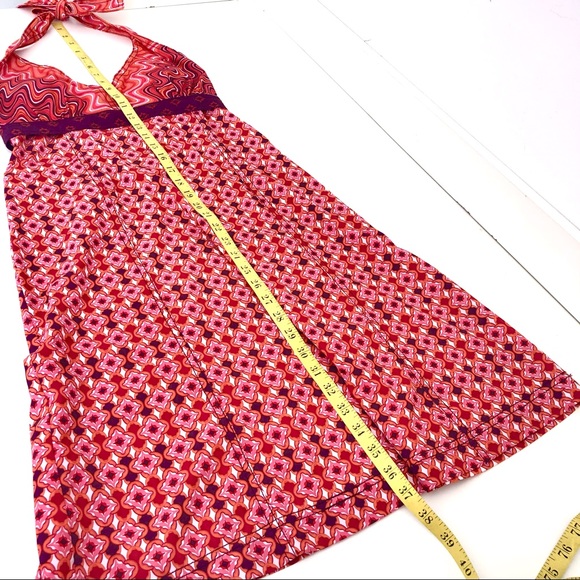 Athleta groovy 70s inspired mod empire waist print halter dress sz 2 / XS - Picture 13 of 13